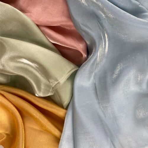 CF701 Solid Yellow/Golden/Blue/Pink/Grey Shiny Soft Thin Summer Fabric For Dress Cotton Tencel Satin Fabric Handmade DIY Fabrics