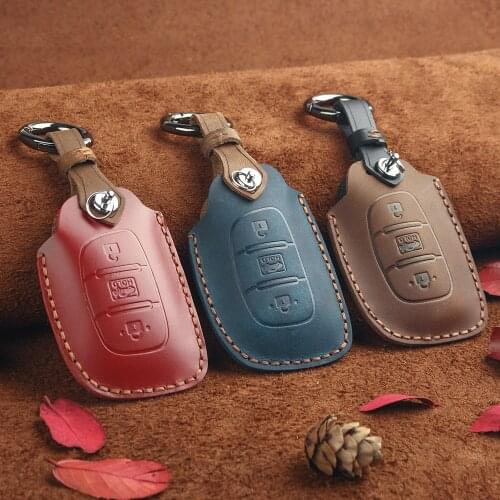 Handmade Genuine Leather Car Key Case Cover For Hyundai i30 Ix35 KONA Encino Solaris Azera Grandeur Ig Accent Santa Fe 2017 2018