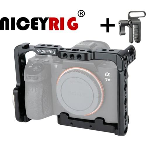 NICEYRIG DSLR Holder Camera Cage for Sony A7MIII a7m3 A7RIII a7r3 A7RII a7r2 A7SII a7s2 A7II A7S A7R A7 dslr Rig Rail Camera Rig
