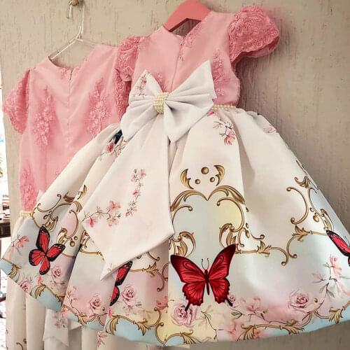 Flower Girls Dresses for Wedding Birthday Kids Clothes Dress Girl Elegant Princess Butterflies Children Formal Pageant Gown