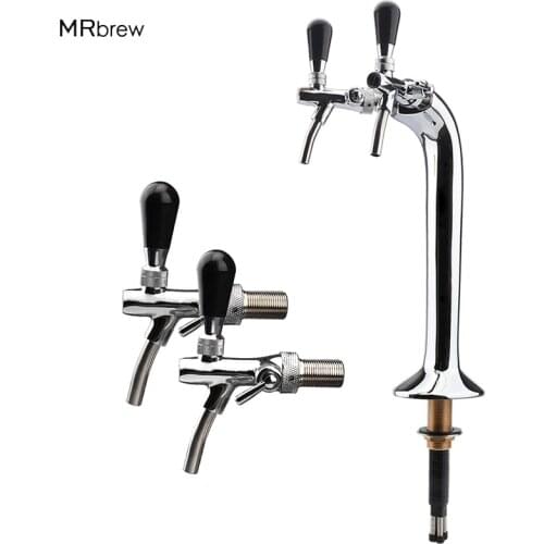 Double Head Snake Beer Tower Chrome Plated Brass Beer Dispenser With Adjustable Tap Flow Control Flooded Valve Bar Tools HomeBre