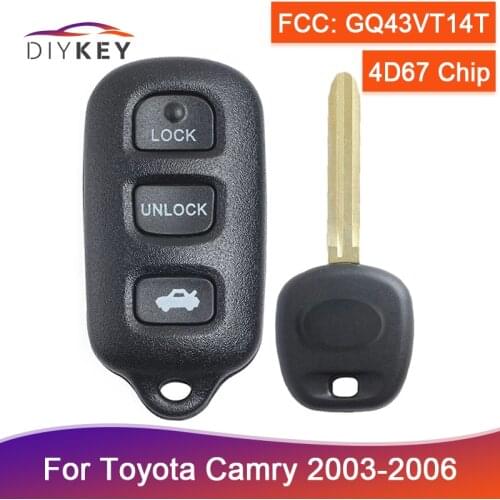 DIYKEY for Toyota Camry 2003 2004 2005 2006 GQ43VT14T Replacement Remote Car Key Fob 3+1 4 Button 89742-AA030 with 4D67 Chip