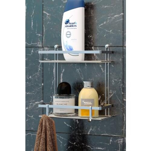 Two-Story Lamalı Bathroom Rack Hook Chrome Es067h