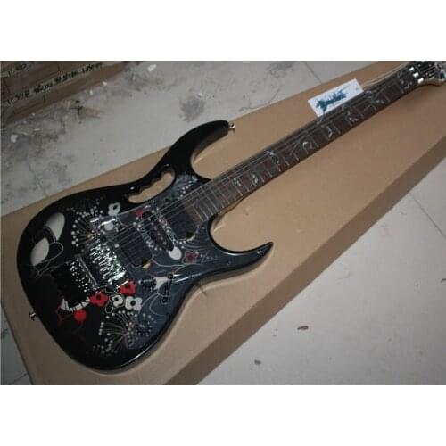 Electric guitar black small white flower double rocking 24 products tree of life fingerboard double single double pickup free de