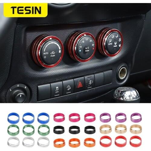 TESIN Interior Mouldings for Jeep Wrangler/Compass/Patriot Car Air Conditioning Switch Knob Button Decoration Cover Accessories