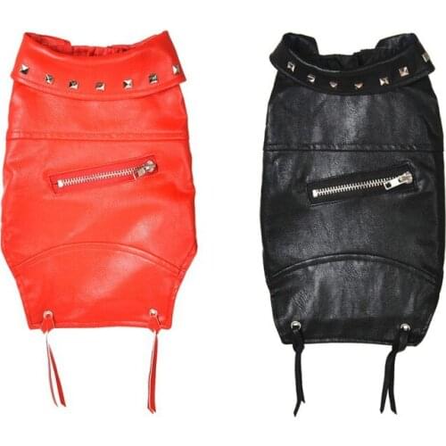 Cool Dog PU Leather Jacket Coat Soft Waterproof Outdoor Zipper Outerwear Winter Warm Clothes For Small Medium Dogs Bulldog