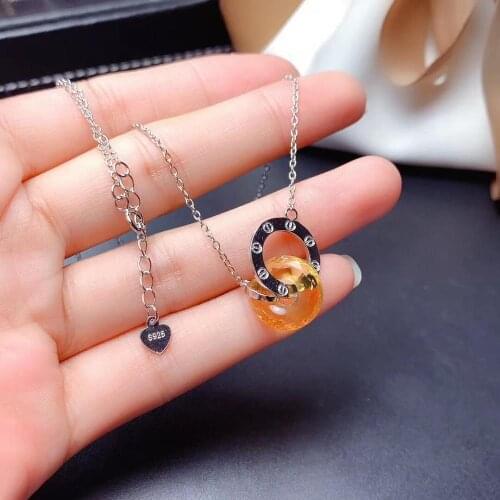 Engagement Best Gift Citrine Necklace Pendant 925 sterling silver Fine jewelry Natural And Real Citrine Necklace