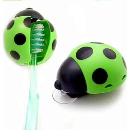 Cute Bathroom Set Sanitary Kids Ladybug Wall Mounted Toothbrush Holder Cartoon Animal Brush Holder With Suction Cup
