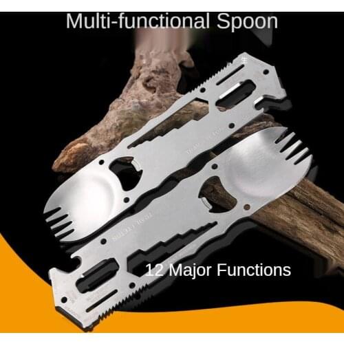 Multifunctional Stainless Steel Spoon Fork Knife Integrated Creative Multifunctional Tableware Outdoor Camping Tableware