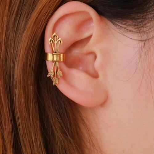 Trendy Street Personality Retro Gold Silver Color Metal Arrow Ear Cuffs Earrings Women Creative Cute Punk Clip on Earrings