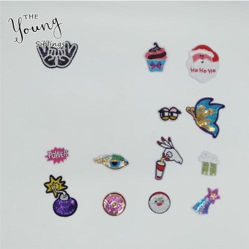 Fashion style Sequins Iron on patch DIY Embroidery Applique Hot melt adhesive Clothing Sewing Accessories Supplies C6551-C6570