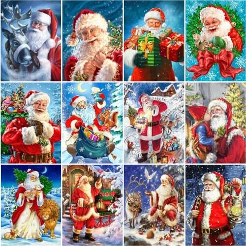MomoArt DIY Diamond Mosaic Santa Claus Picture Rhinestone Diamond Painting Christmas Cross Stitch Embroidery Winter Home Decor