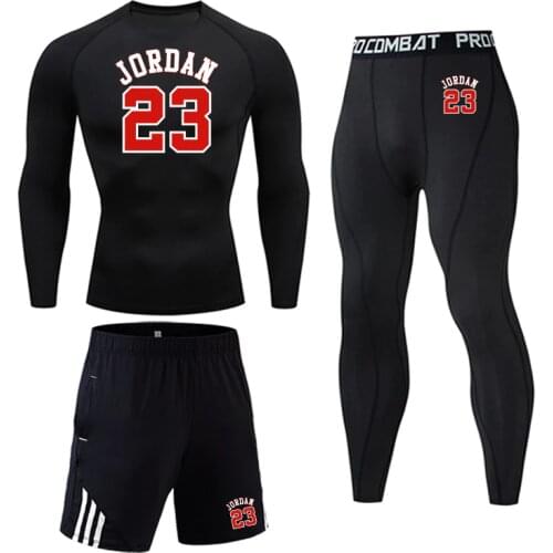 Mens Sportswear Tight Compression Clothing Lycra basketball leggings Running fitness Track suit Jogging base layer Sports Suit