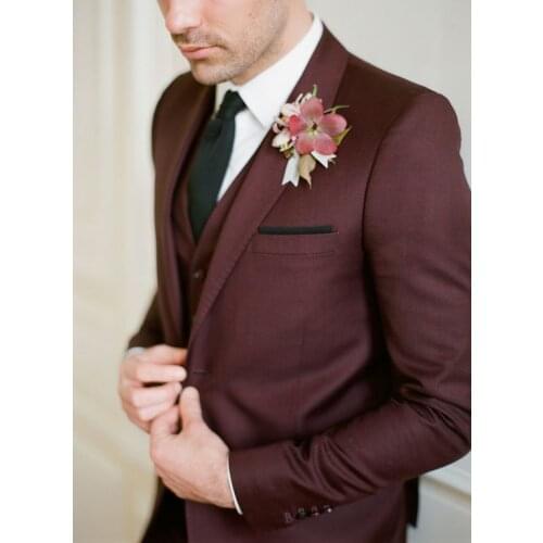 Latest Coat Pant Designs Burgundy Wedding Men Suit Slim Fit 3 Piece Suits Formal Groom Tuxedo Custom Prom Blazer Terno Masculino