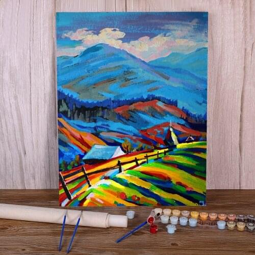 Landscape Etude Painting By Numbers Kit Acrylic Paints 50*70 Oil Painting Wall Paintings Adults Handicraft Wall Art Drawing