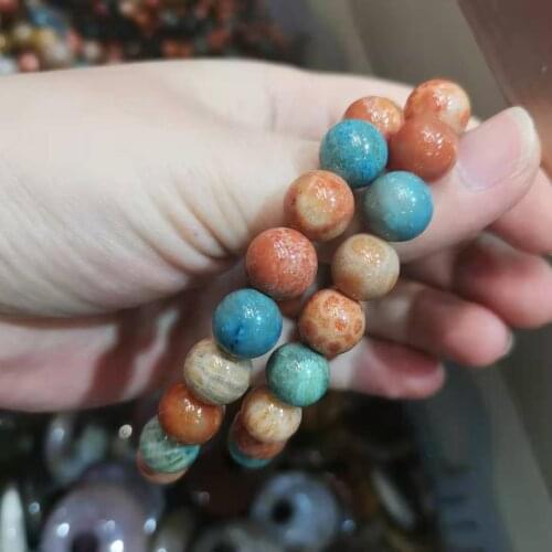 Natural coral jade chrysanthemum stone temperament bracelet has a long history, unique pattern and clear organic gemstone compos