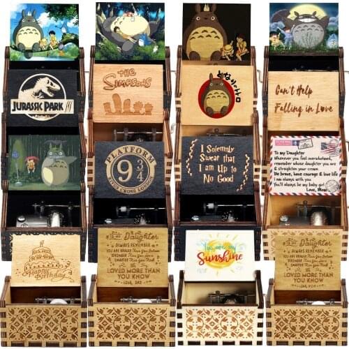 2021 Wholesale Wooden Music Box A Lot Of themesMy Heart Will Go On Jurassic Park FRIENDS Birthday Gifts Christmas Gift