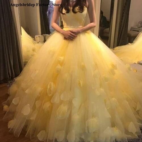 ANGELSBRIDEP Yellow Ball Gown Quinceanera Dresses Sweet 15 Party Sexy Sweetheart High Quality Tulle Cinderella Princess Gowns
