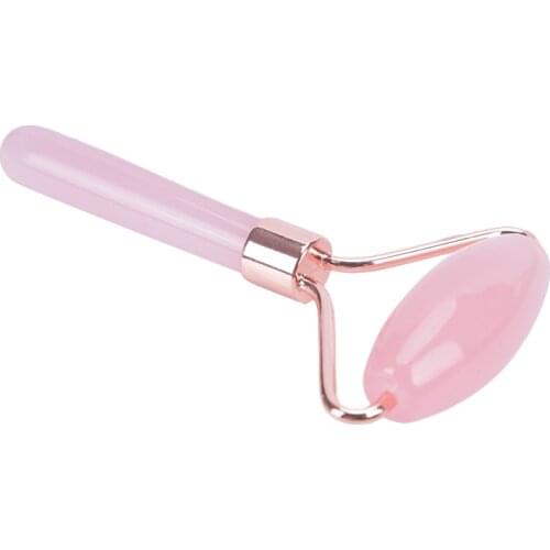 1PCS Pink Rose Quartz Jade Stone Rollers Massager For Face Natural Stone Slimming Chin Lift Up Facia Beauty Roller Skin Care