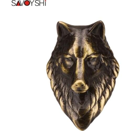 SAVOYSHI Metal Cartoon Animal Bronze Wolf head Brooch Pin Badges High quality Lapel Pin Suit Coat Hats Accessories