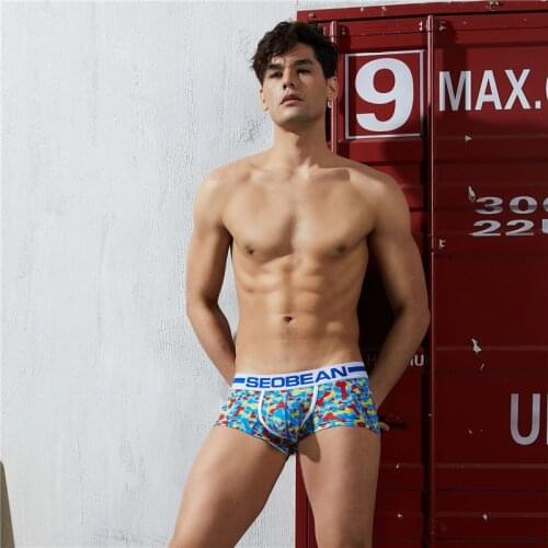 SEOBEAN New Mens Underwear Low-Waist Sports Breathable Boxer Seamless Comfortable Boxers