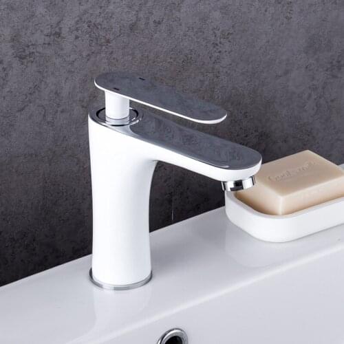 Basin Faucet Bathroom sink faucet white chrome finished bathroom basin faucet sink tap basin mixer water tap hot and cold