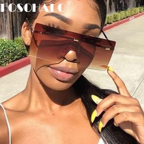 Rimless Square Sunglasses Women Metal Vintage Sun Glasses Men Eyewear Retro Frameless Punk Sunglasses Oversized Shades UV400