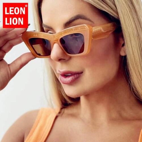 LeonLion Brand Sunglasses Fashion Trends 2021 Oversized Sunglasses Women Big Frame Luxury Designer Orange Glasses Square Shades