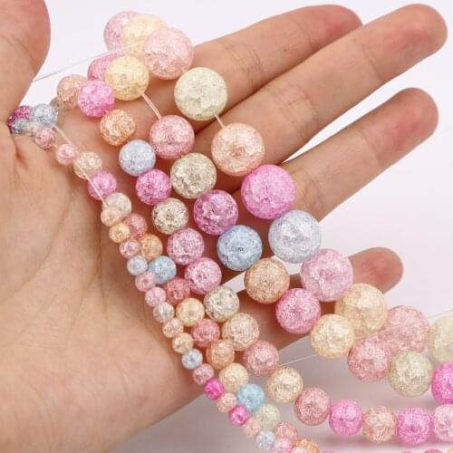 5mm-12mm Handmade Glass Beads Round At Random Candy Color Crack Women DIY Making Bracelet Necklace Loose Spacer Beads Jewelry