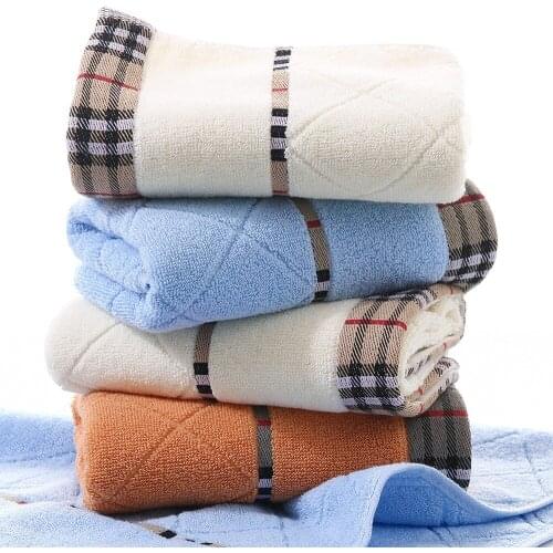 T086A Nice color New Water Absorbent small gift male female blue brown pink Cotton home hotel quick dry plaid stripe face towel