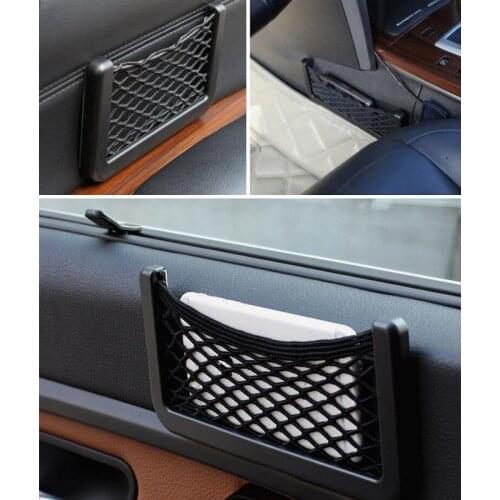 Universal Black Car Net Bag Phone Holder Storage Pocket Organizer Car Mesh Net Holder Pocket For Wallet, Keys, Pens Auto Accesso