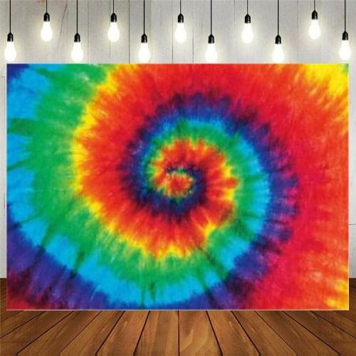 Tie Dye Photography Backdrop Rainbow Paint Tye Heart Abstract Hippie Vinyl Photo Background Booth Props Wall Decoration