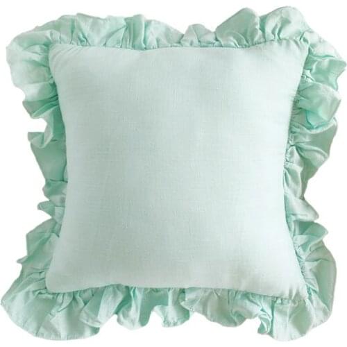 Vintage outer Ruffle Euro Sham Cover 100% Pure Linen Cushion Cover Linen Pillowcase 1 piece