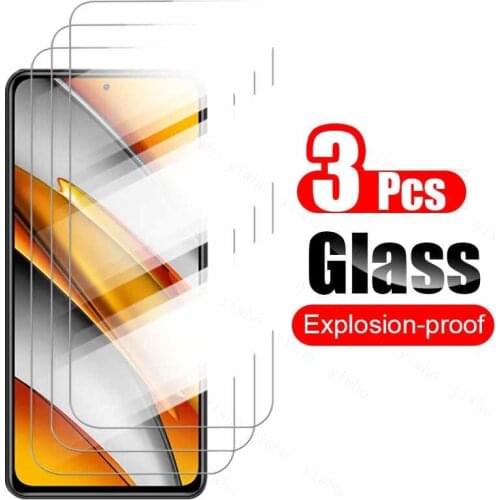 3Pcs Full Screen Protective Glass For Poco F3 M3 X3 Pro Tempered Glass on For Xiaomi Redmi Note 9 10 8 Pro 7 9C Protectors Film
