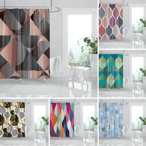 Colorful Striped Shower Curtain Fashion Eco-Friendly Waterproof Bathroom Curtains Modern Fabric Drapes Decoration Home