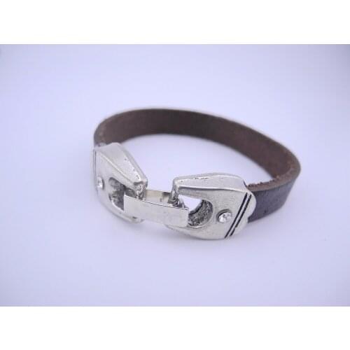 10Sets 11.6x3mm Snap Clasp Leather Bracelet Jewelry End Hook Clasp with Clear Rhinestones For Leather Cord --CLP1274AS