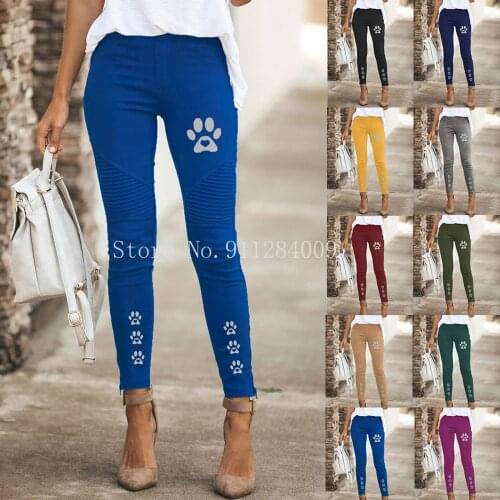 High-Waist Jeans 2021 Womens Pencil-Pants Casual Print Pants Pockets Elastic High Waist Pants Comfy Work Pants