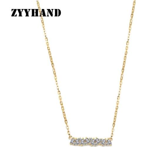 Clean Stone AAA Zircon Women Golden Necklace Women Cross Chain 16inch Engagement Copper Girl Party Jewelry