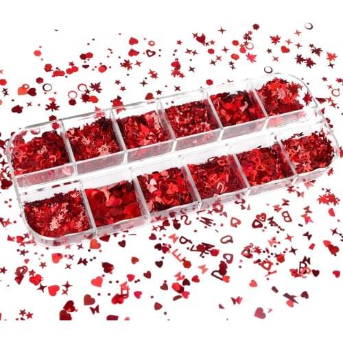 1 Box Shiny Red Heart Mould Filling UV Epoxy Resin Heart of Sequins DIY Supplies For Jewelry Making Finding Accessories Nail Art