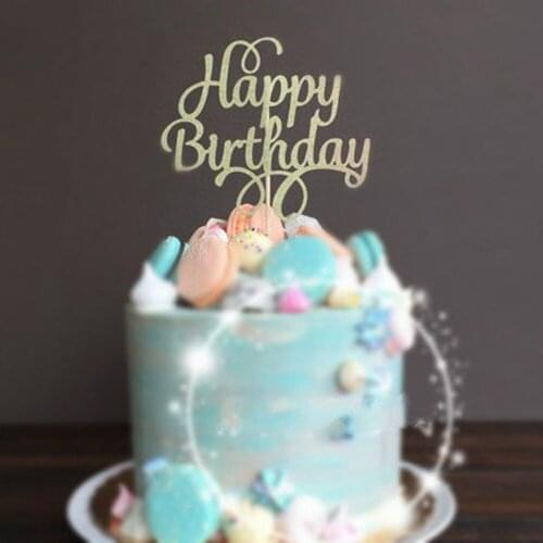 1pc DIY Cupcake Cake Topper Multi-Shape Happy Birthday Cake Flags For Family Kids Birthday Party Cake Baking Decoration Supplies