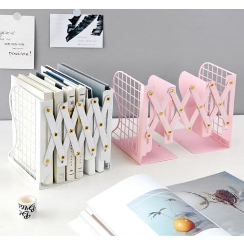1PC Creative Retactable Grid Metal Adjustable Reading Book Bookends Stand Holder Bookshelf Document Magazine Organizer Holder