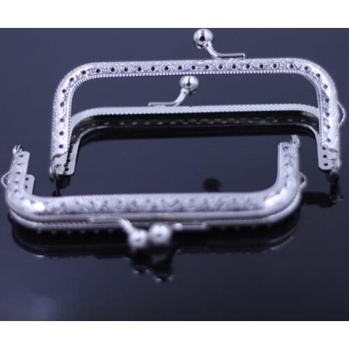 10.5cm Silver Tone Square Metal Purse Frame Handbag Kiss Clasp Buckle Clip Lock Handle Patterned/Smooth Luggage Bag Hardware