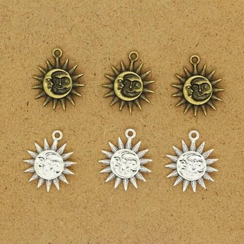 10pcs Bronze Face Moon Star Earring Charms Bohemian Retro Women Necklace Key Chains Pendant Accessory Diy For Jewelry Making
