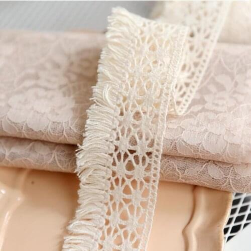 2 Meters/lot 4cm High Quality Cotton Small Fringe Lace Fabric Hot Sale Beige Lace Trim Ribbon Sewing DIY Material Accessories