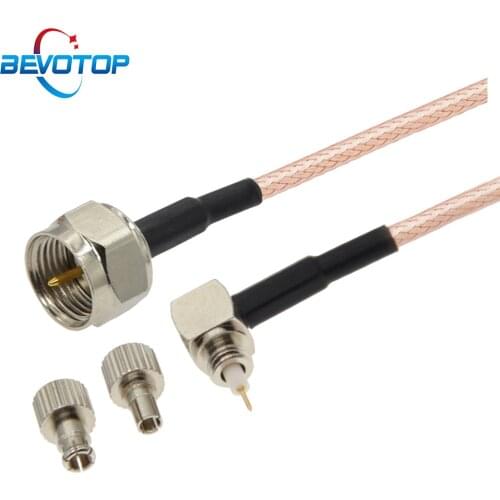 2pcs F Male to TS9&CRC9 Male Plug Right Angle 2 in 1 Connector RF Coaxial Cable RG316 Jumper Pigtail 3G Antenna Extension Cable