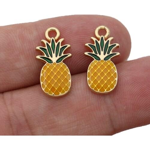 5Pcs Enamel Gold Color Pineapple Charm Pendant for Jewelry Making Earrings Bracelet Necklace Accessories DIY Findings