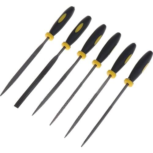 6pcs Alloy Mini Woodworking Rasp Carving Tool with Handle Woodworking Tool Coarse-toothed Single-cut for Process Remove Burrs