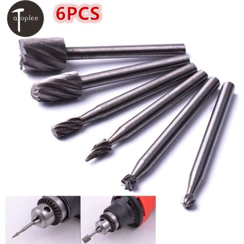 6PCS 3.175mm Shank HSS Rotary Router Drill Bit Burr Polishing Rotary Tools Milling Cutter Dremel Shaft Drilling Tool