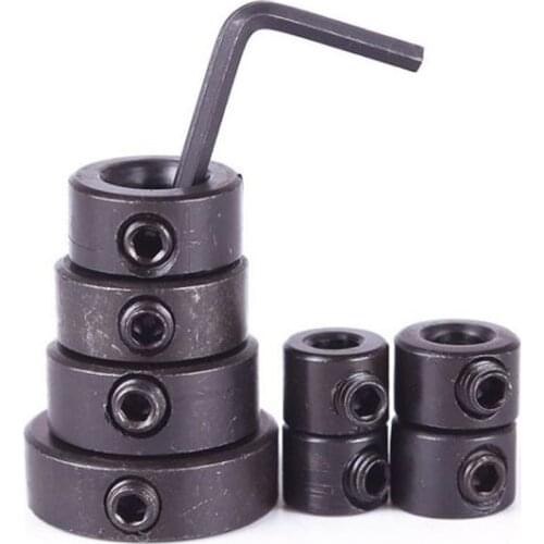 8pcs 3/4/5/6/8/10/12/16mm Woodworking Drill Depth Stop Collars Ring Dowel Shaft Chuck +Wrench