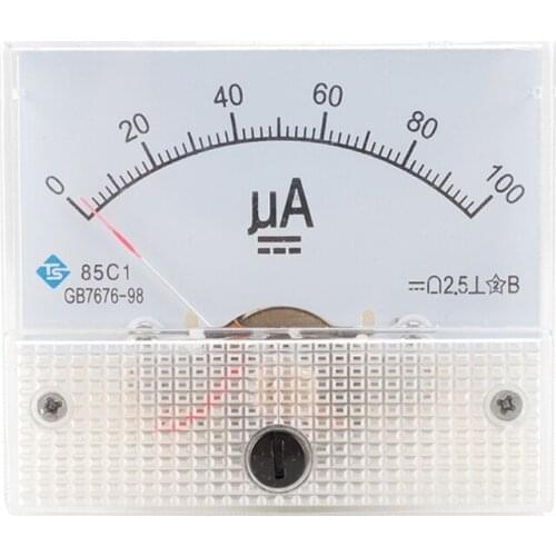 85C1-UA Ammeter Mechanical Pointer Type Analog Current Panel Meter Current Meter DC 50/100/200/500UA